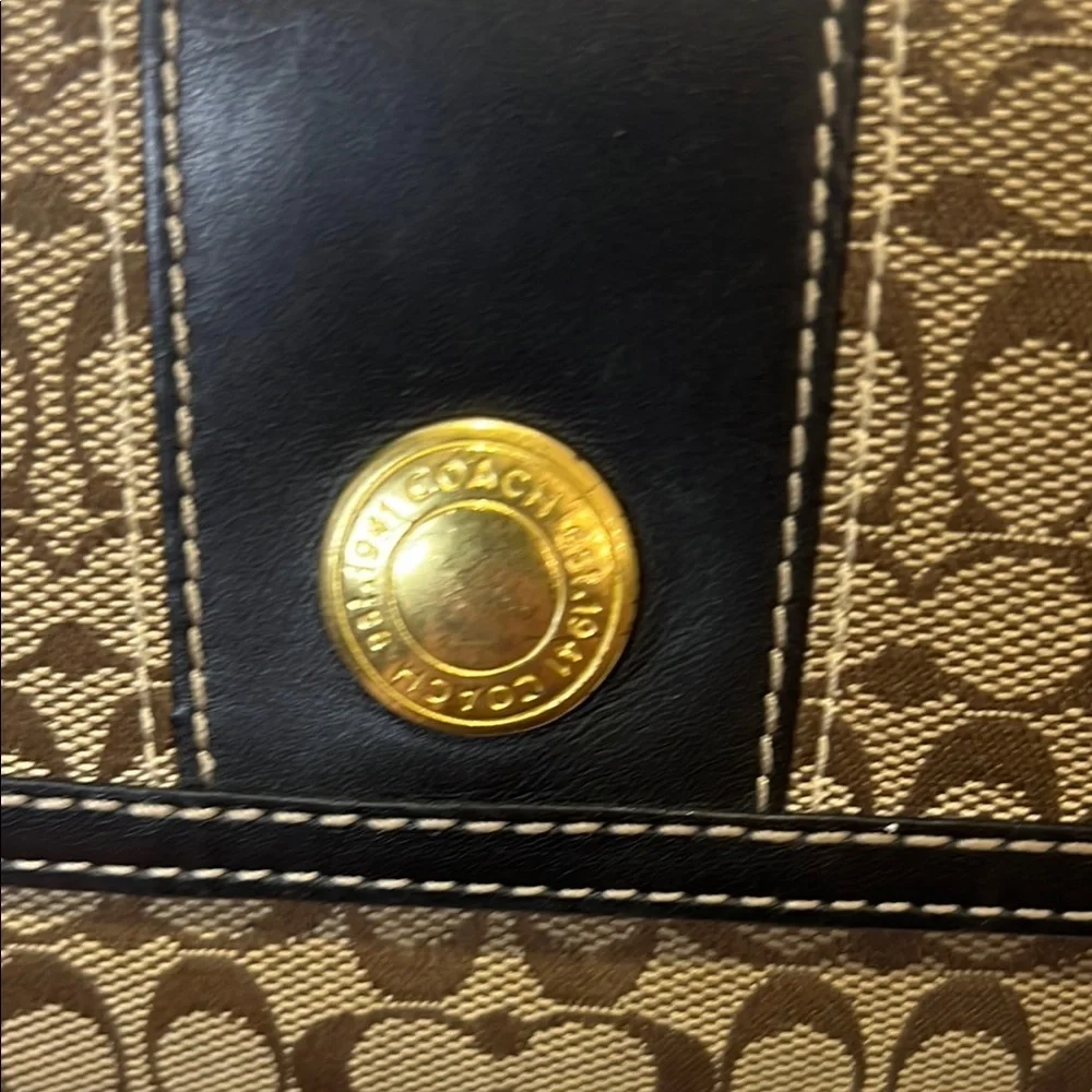 Coach Brown and Black Tri-Fold Wallet